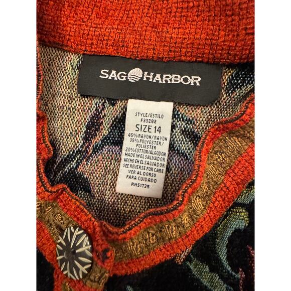 Sag Harbor Tapestry Jacket sz 14 Art to Wear Eclectic Boho Unique Patchwork - Picture 3 of 8